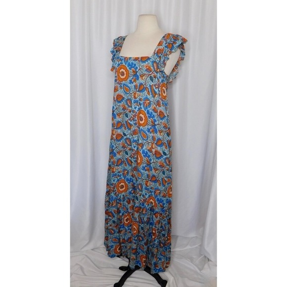 HOUSE OF HARLOW 1960 Nicole Richie Blue Floral Paisley Maxi Midi Dress X-Small - Picture 4 of 12